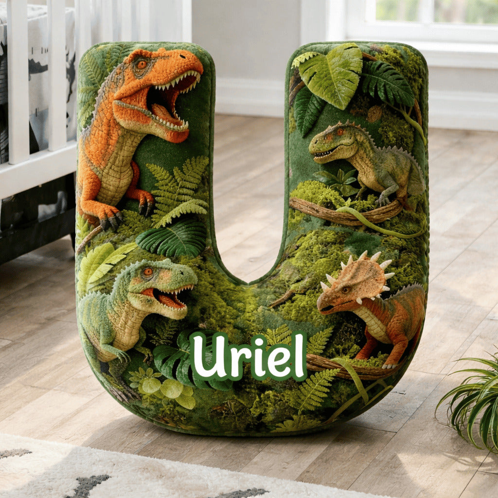 Dino and Princess Pillow Custom Name Gift  For Girls, Boys Irregular-Shaped Pillow Custom