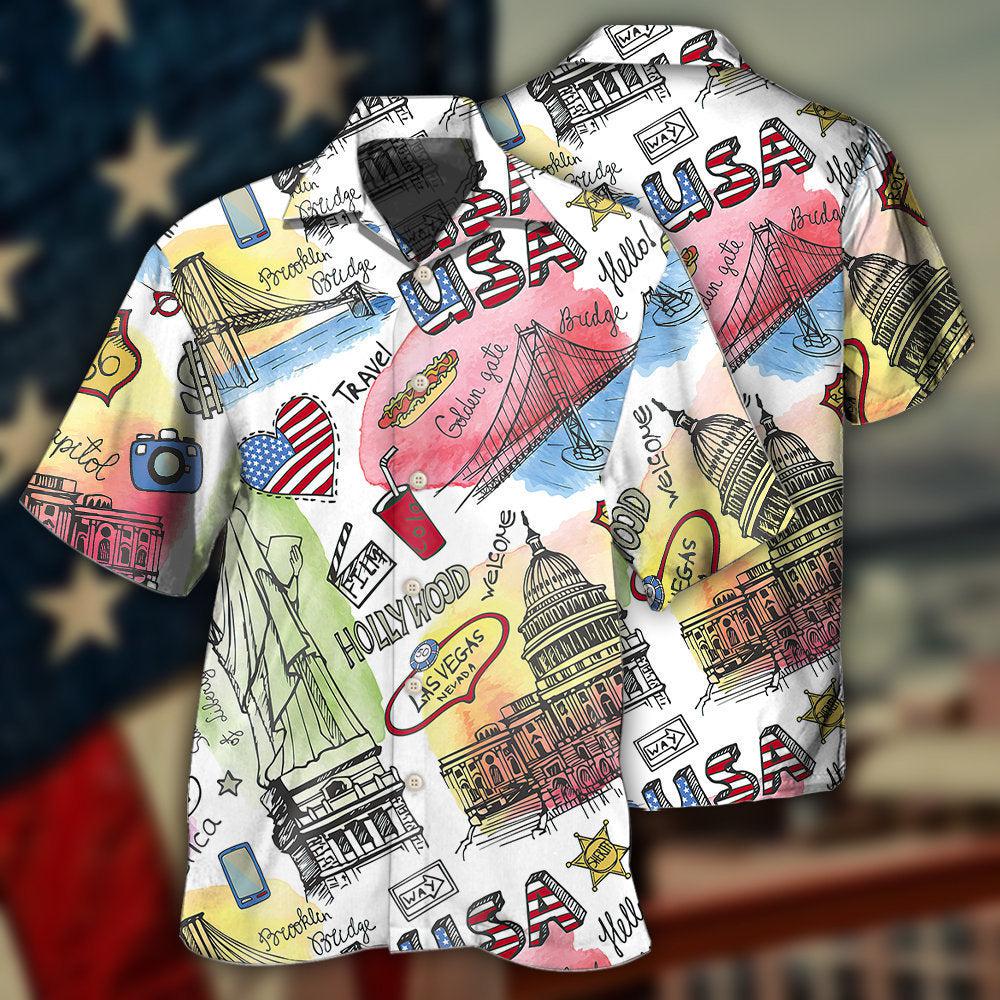 America USA Art Style - Hawaiian Shirt 
