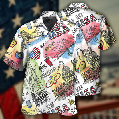 America USA Art Style - Hawaiian Shirt 