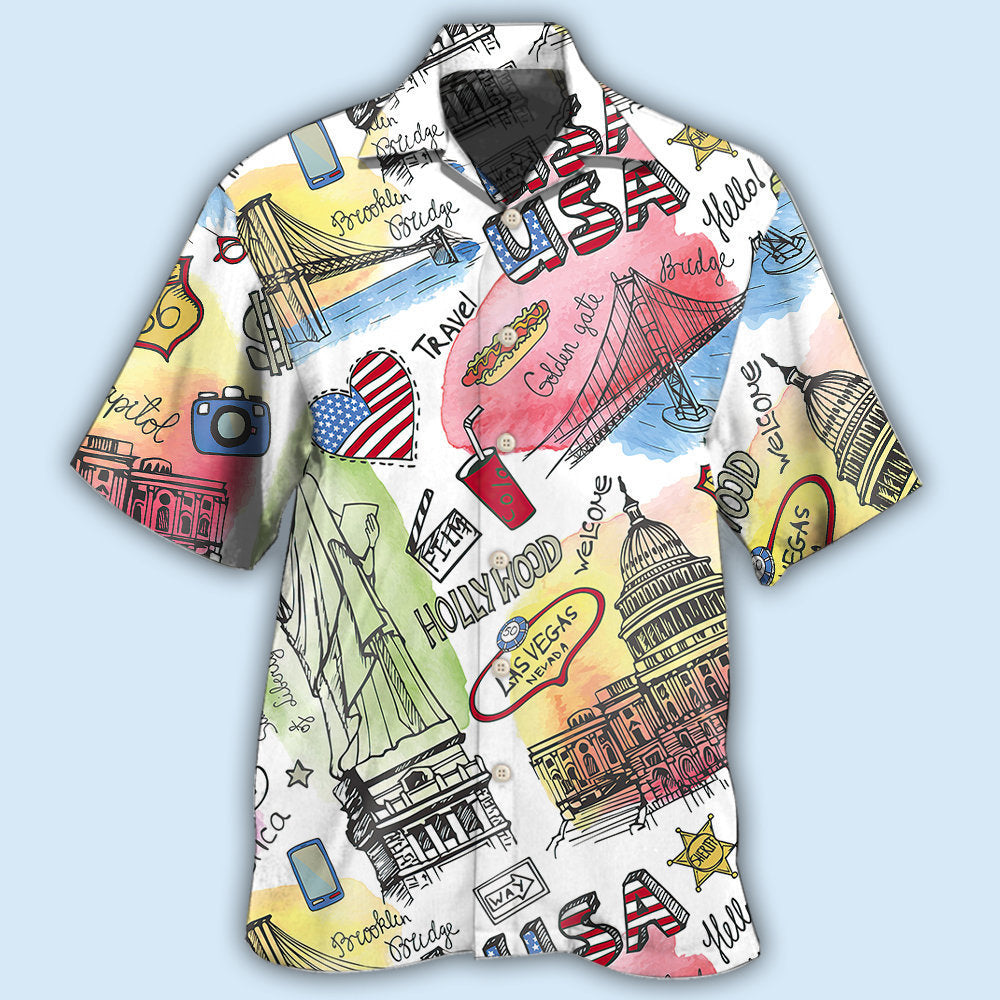 America USA Art Style - Hawaiian Shirt 