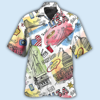 America USA Art Style - Hawaiian Shirt 