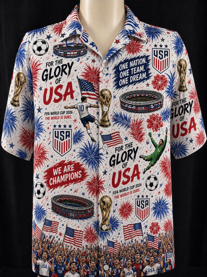 All Teams World Cup Champion Football Soccer Unisex Button-Up Hawaiian Shirt For Men & Women