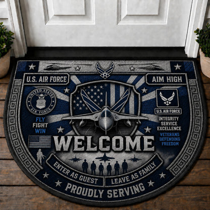 US Military Pride Quilted Print Premium Welcome Mat – Personalized Doormat