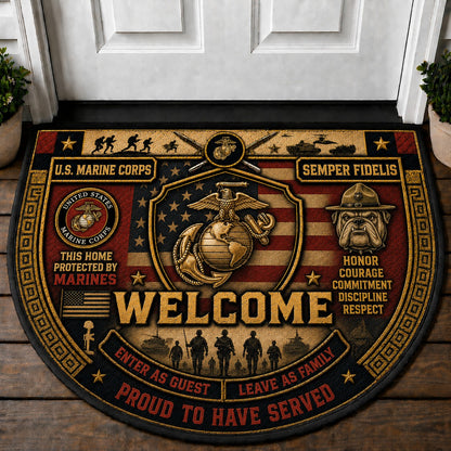 US Military Pride Quilted Print Premium Welcome Mat – Personalized Doormat