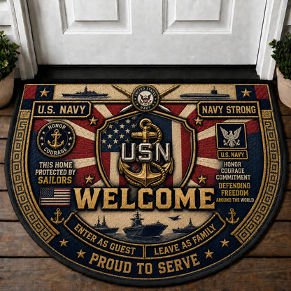 US Military Pride Quilted Print Premium Welcome Mat – Personalized Doormat