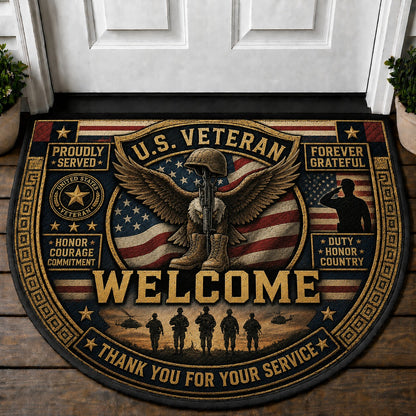 US Military Pride Quilted Print Premium Welcome Mat – Personalized Doormat