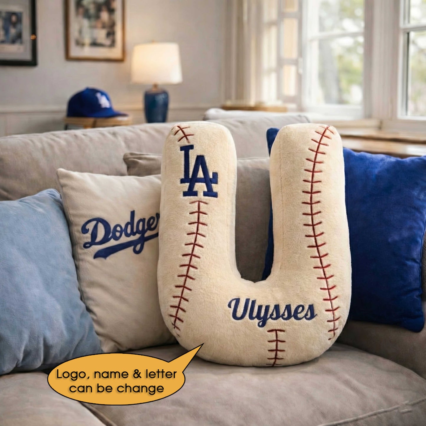 Baseball Pillow Custom Name and Logo All Teams  Irregular-Shaped Pillow Custom