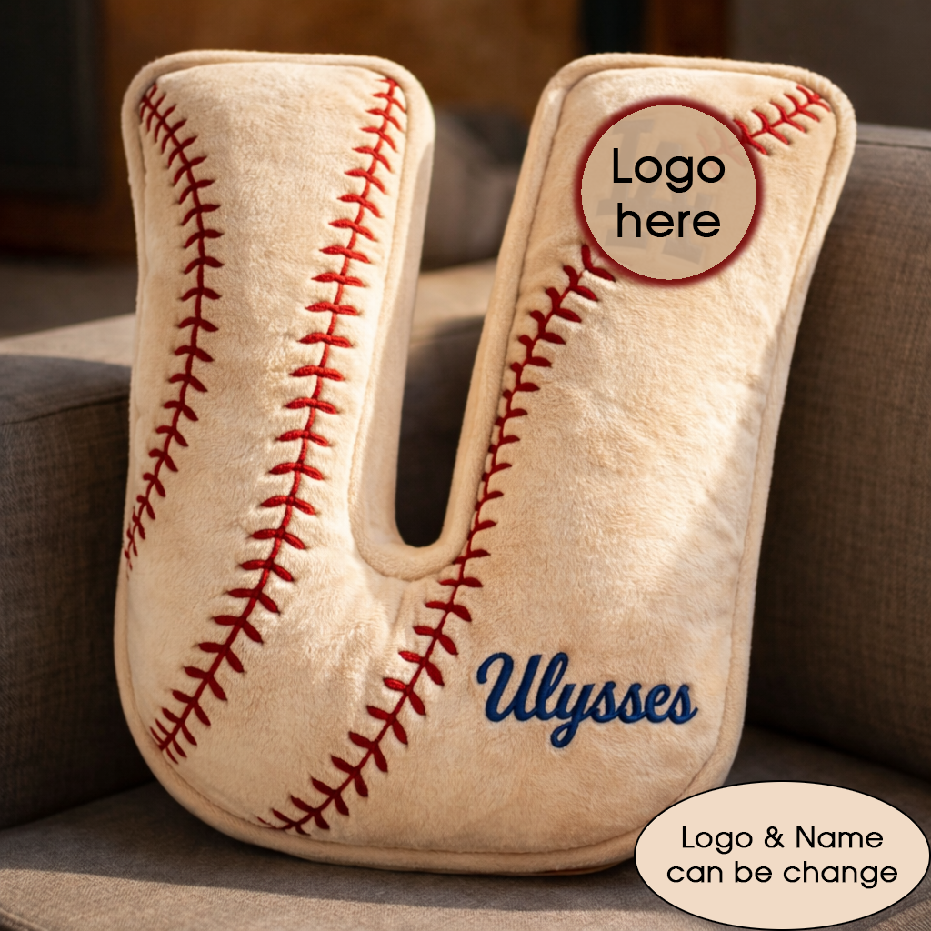 Baseball Pillow Custom Name & Logo Gift For Kids, Friends, Family Irregular-Shaped Pillow Custom-Shaped Pillow-5TO9VIBE