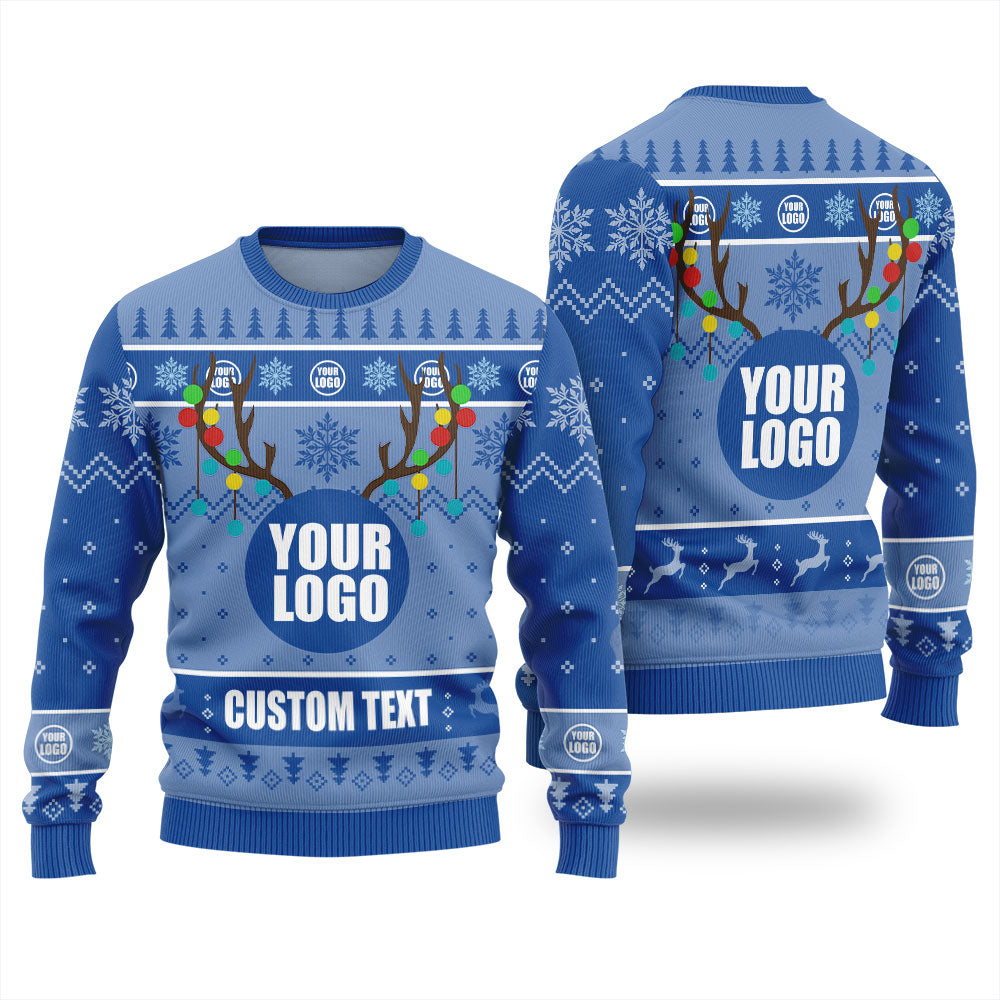 Ugly Christmas Sweater Custom Logo Royal