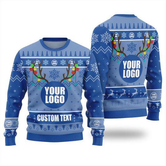 Ugly Christmas Sweater Custom Logo Royal