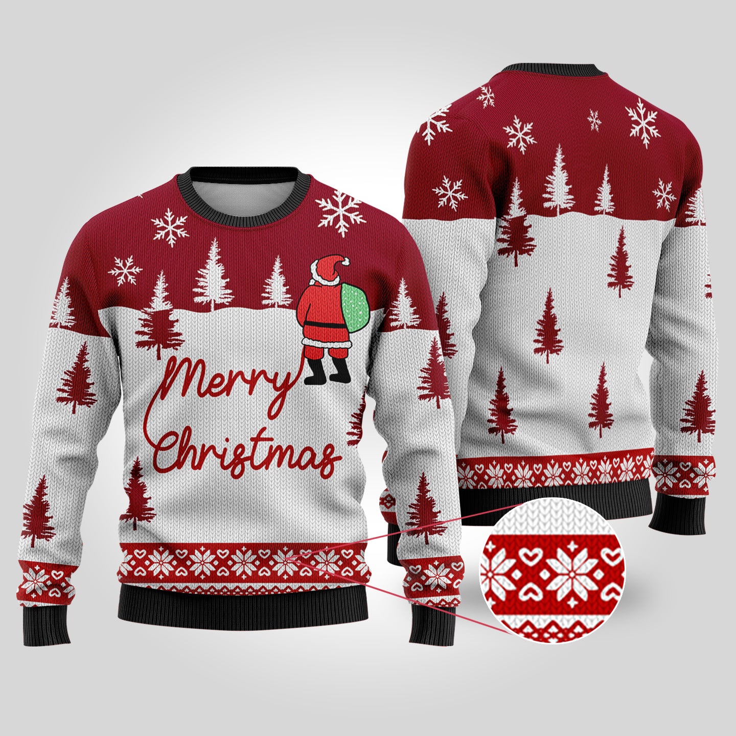 Ugly Christmas Sweater Santa At The North Pole Cardinal Red - Funny Ugly Christmas Sweater