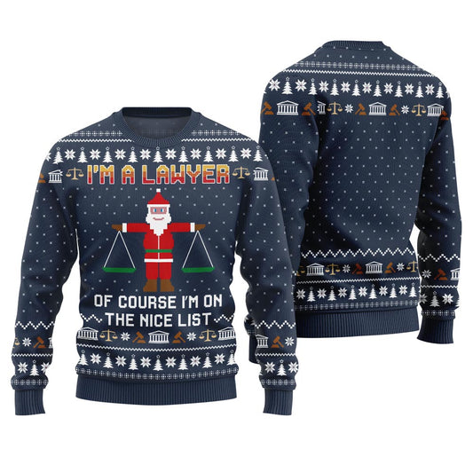 Ugly On The Nice List Christmas Lawyer Sweater Navy