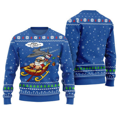 Ugly Santa Christmas Sweater For Pilot Royal