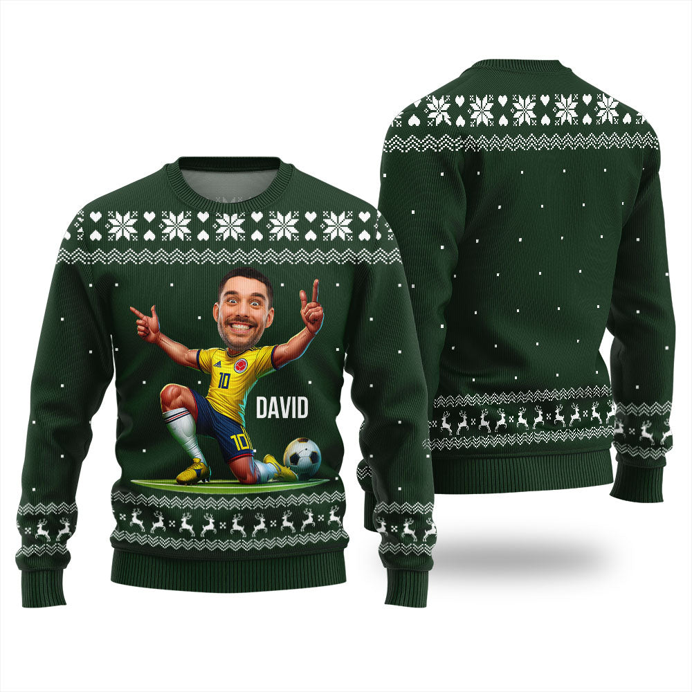 Custom Face Soccer Player Funny Christmas Sweaters For Men
