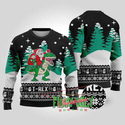 Ugly Trex Christmas Sweater Black