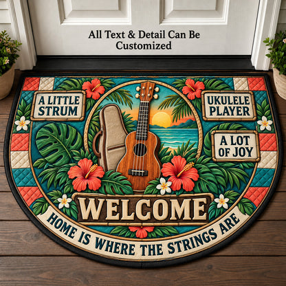 Ukulele Player Personalized Half Round Mat | 5To9Vibe