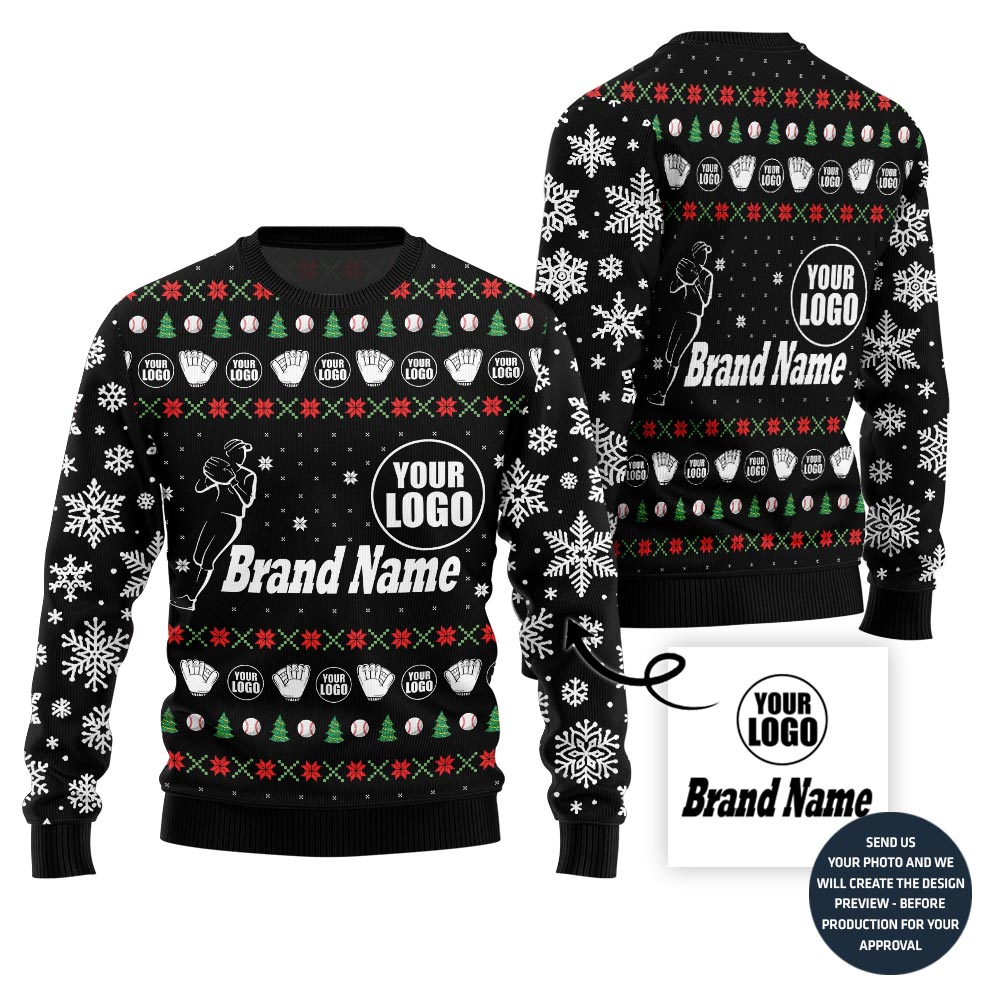 Ultimate Custom Baseball Team Logo And Name Ugly Christmas Sweater