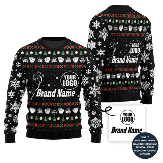 Ultimate Custom Baseball Team Logo And Name Ugly Christmas Sweater
