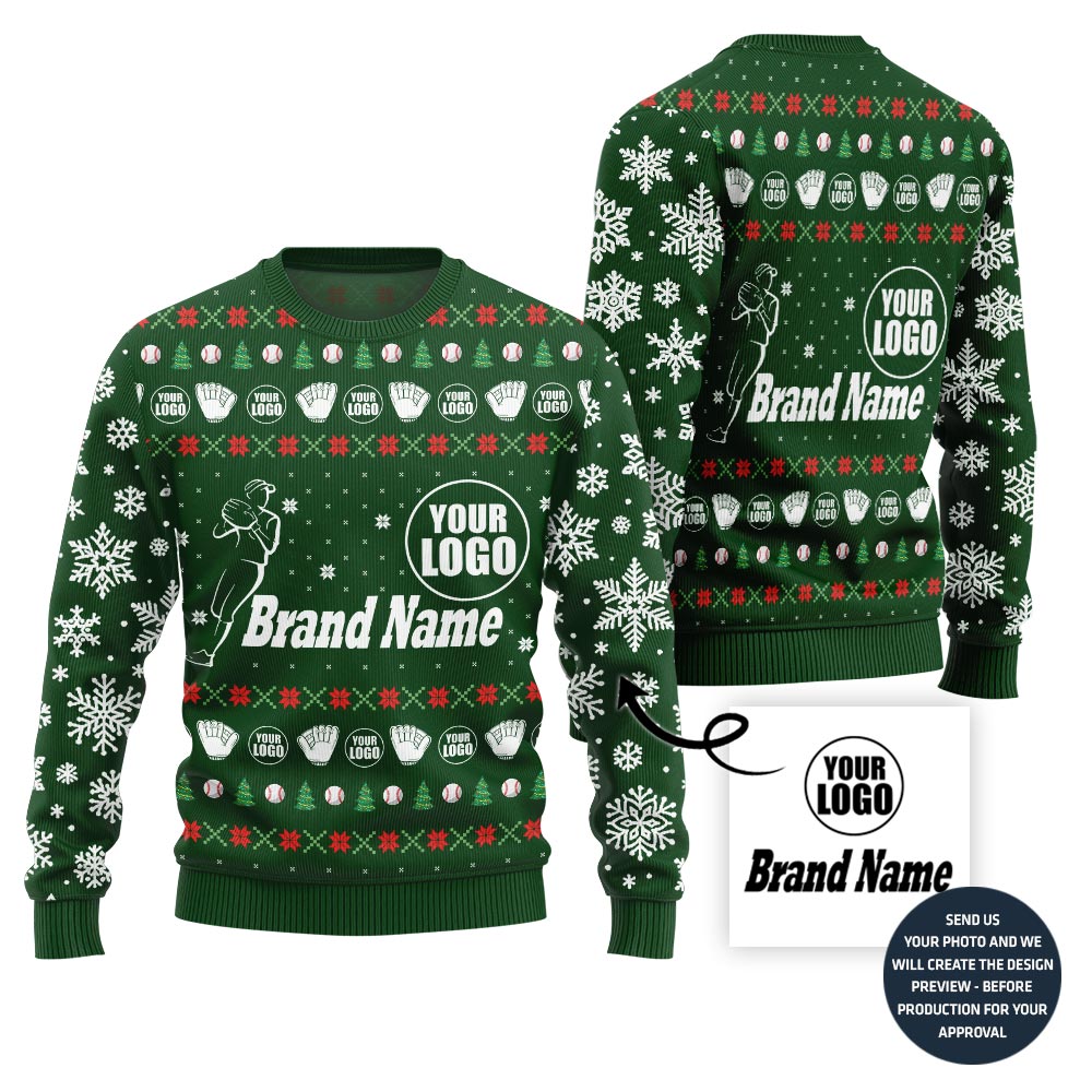 Ultimate Custom Baseball Team Logo And Name Ugly Christmas Sweater