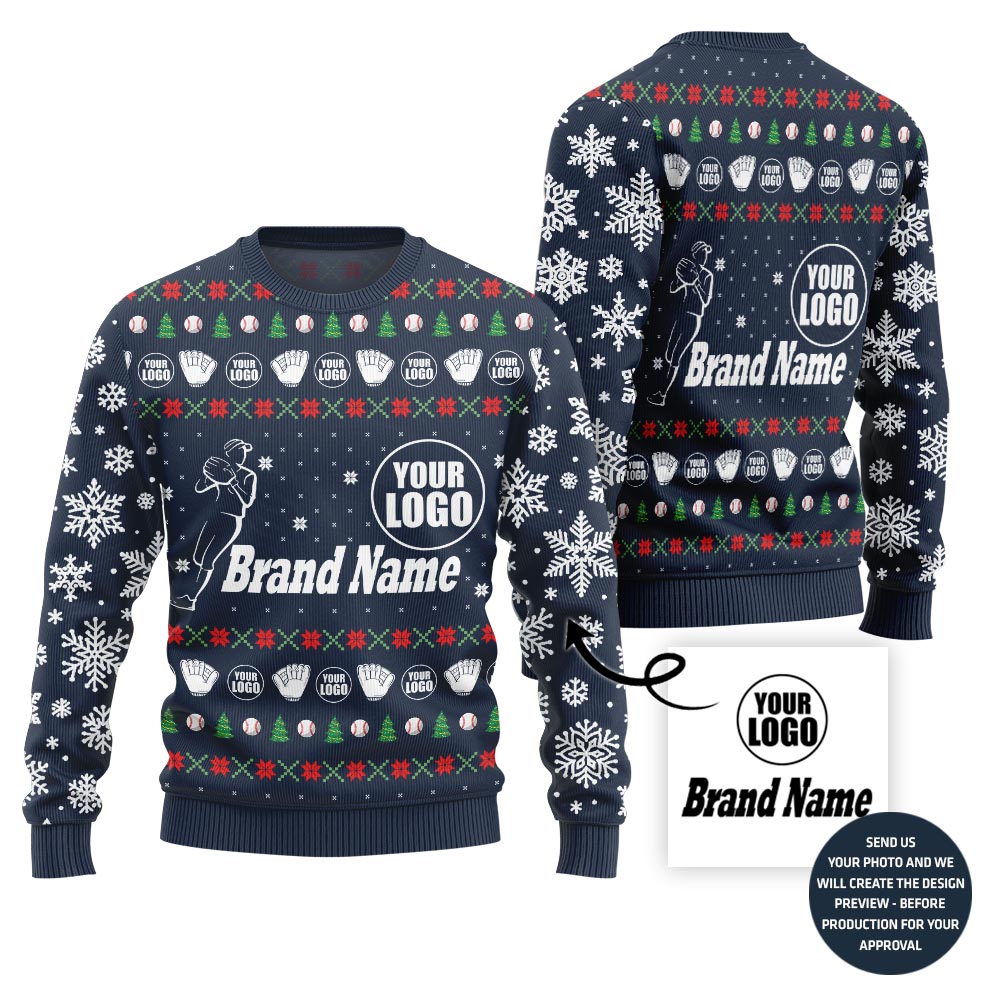Ultimate Custom Baseball Team Logo And Name Ugly Christmas Sweater