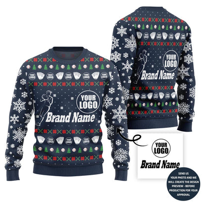 Ultimate Custom Baseball Team Logo And Name Ugly Christmas Sweater