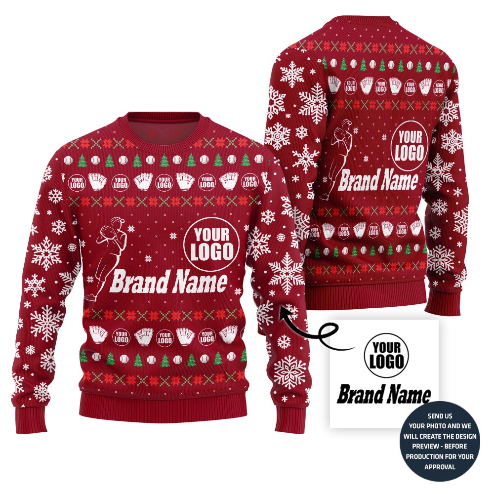 Ultimate Custom Baseball Team Logo And Name Ugly Christmas Sweater