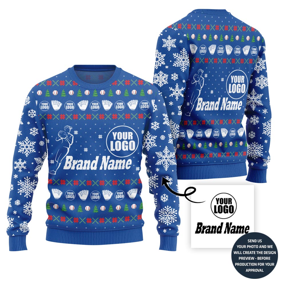 Ultimate Custom Baseball Team Logo And Name Ugly Christmas Sweater