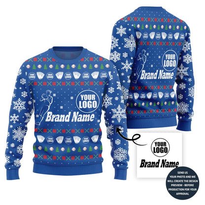 Ultimate Custom Baseball Team Logo And Name Ugly Christmas Sweater