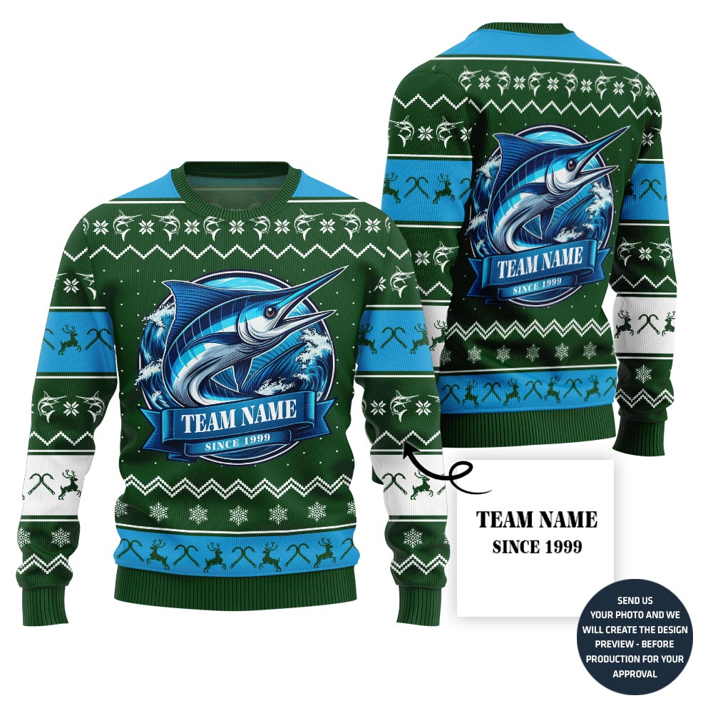 Ultimate Fishing Team Custom Ugly Christmas Sweater