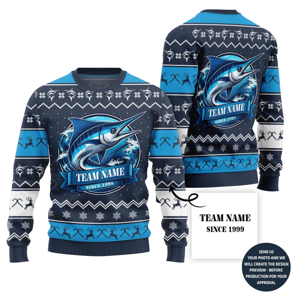 Ultimate Fishing Team Custom Ugly Christmas Sweater