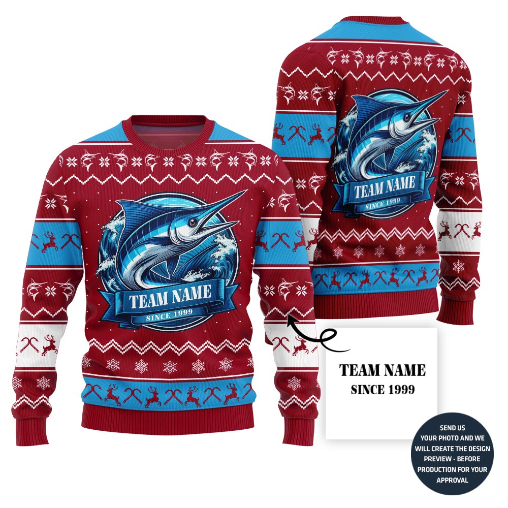 Ultimate Fishing Team Custom Ugly Christmas Sweater
