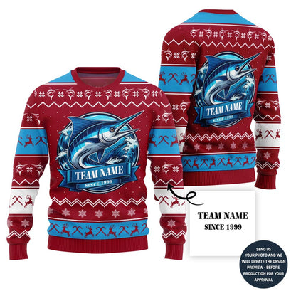 Ultimate Fishing Team Custom Ugly Christmas Sweater