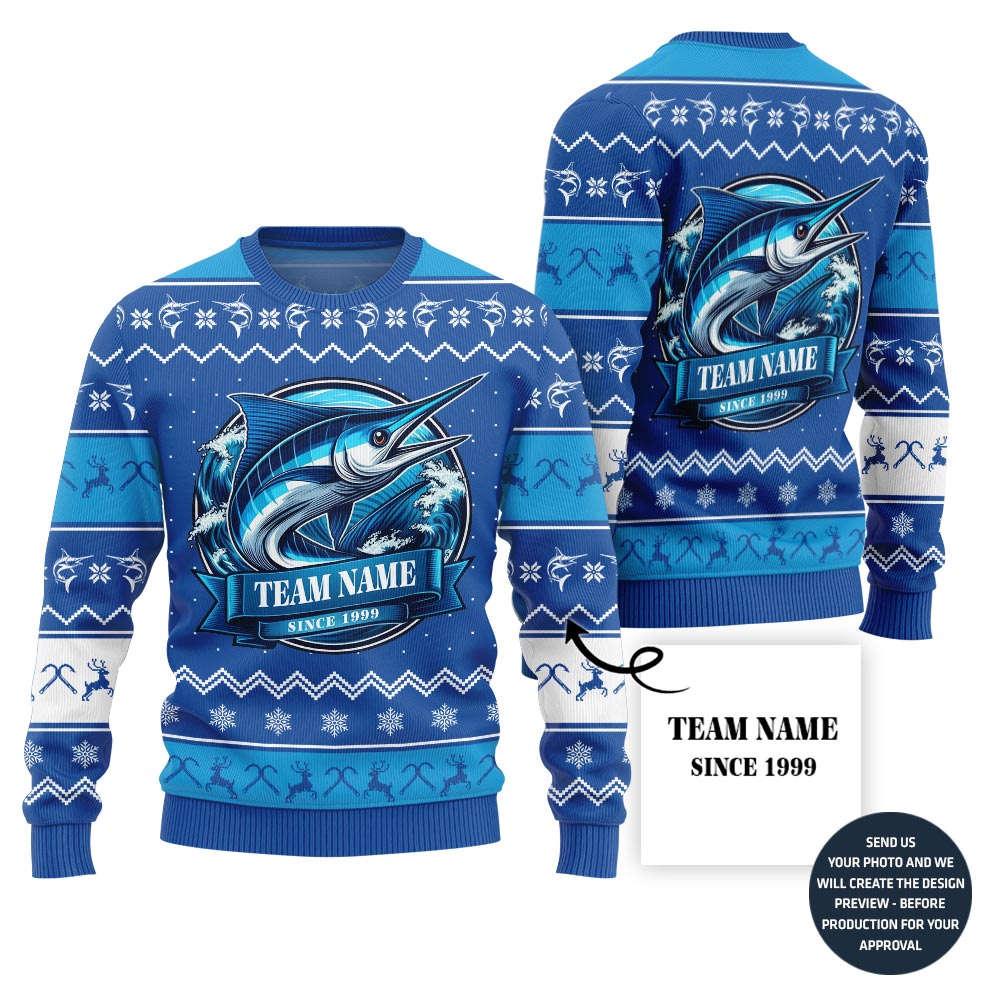 Ultimate Fishing Team Custom Ugly Christmas Sweater