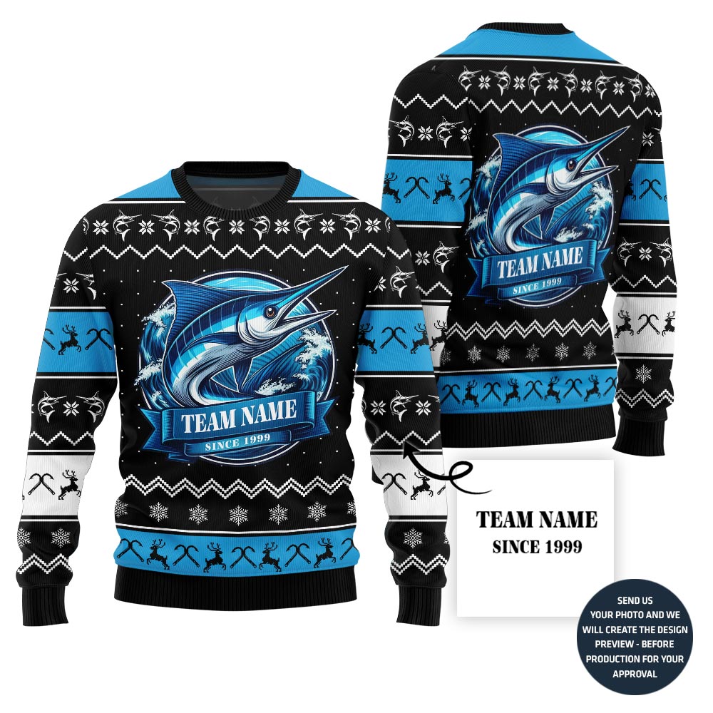 Ultimate Fishing Team Custom Ugly Christmas Sweater