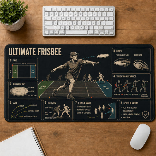 Ultimate Frisbee Sports Visual Guide Desk Mat | 5To9Vibe