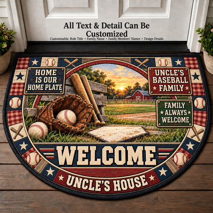 Uncle's Baseball Family Personalized Half Round Mat | 5To9Vibe