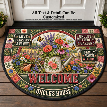 Uncle's Butterfly Garden Personalized Half Round Mat | 5To9Vibe