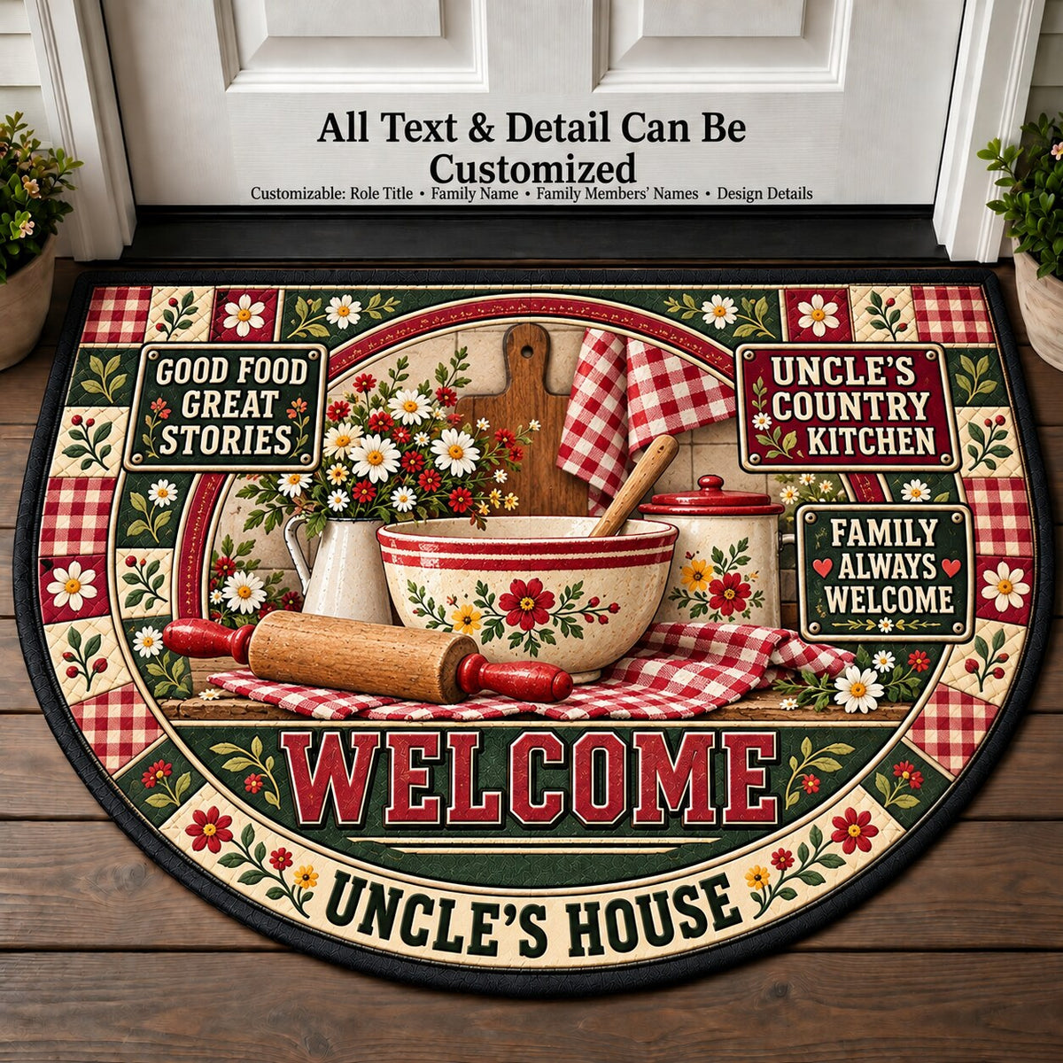 Uncle's Country Kitchen Personalized Half Round Mat | 5To9Vibe