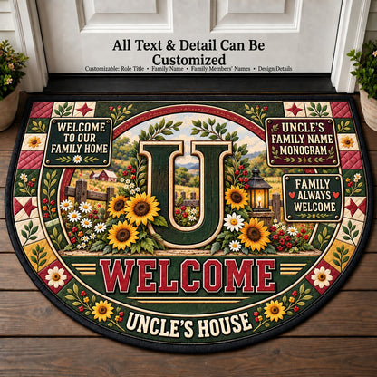 Uncle's Family Name Monogram Personalized Half Round Mat | 5To9Vibe