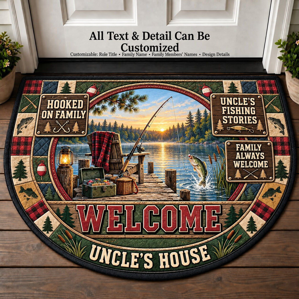 Uncle's Fishing Stories Personalized Half Round Mat | 5To9Vibe