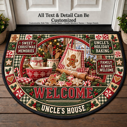 Uncle's Holiday Baking Personalized Half Round Mat | 5To9Vibe