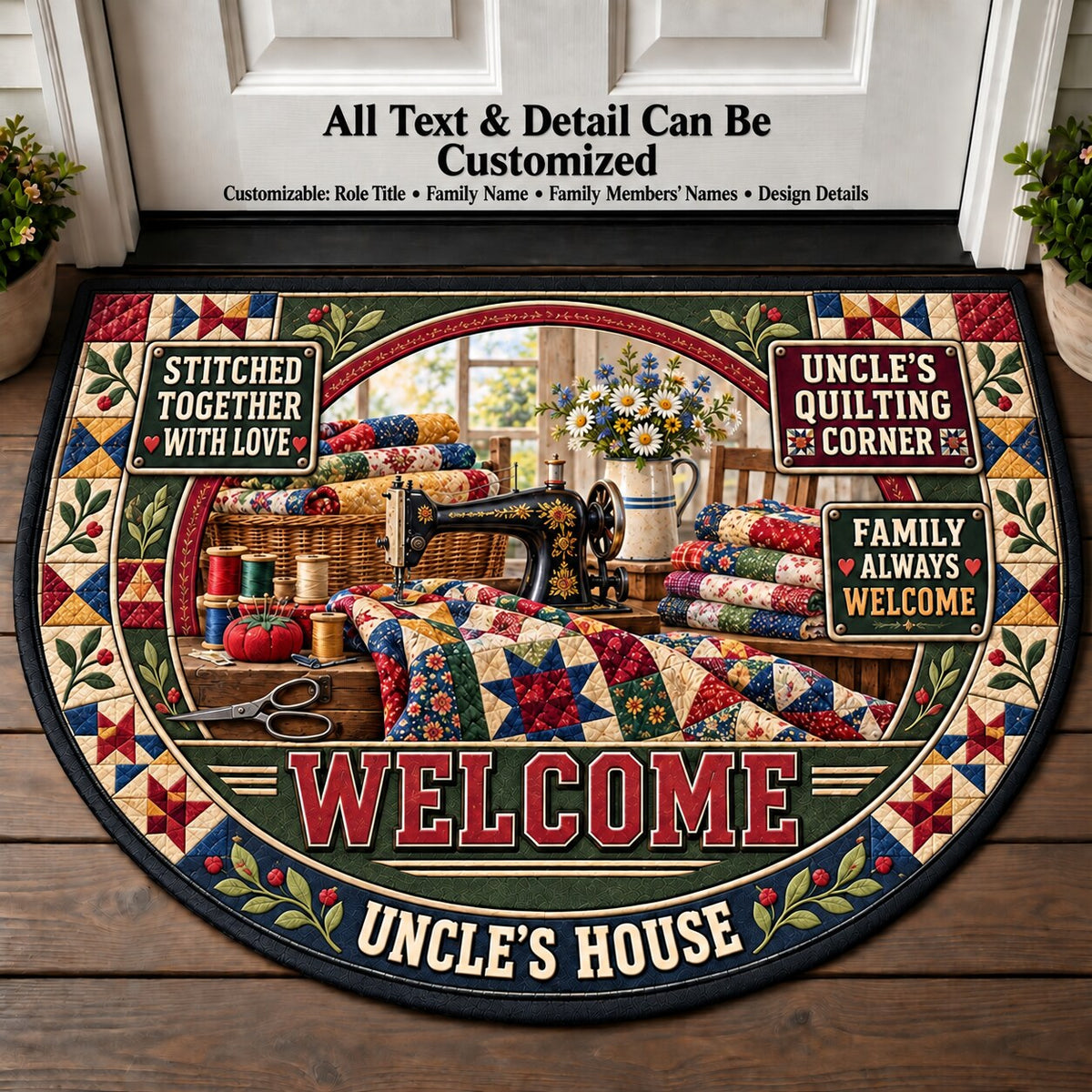 Uncle's Quilting Corner Personalized Half Round Mat | 5To9Vibe