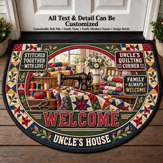 Uncle's Quilting Corner Personalized Half Round Mat | 5To9Vibe