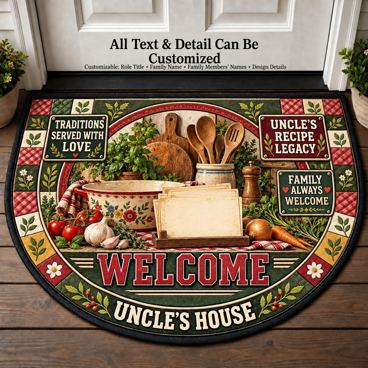 Uncle's Recipe Legacy Personalized Half Round Mat | 5To9Vibe