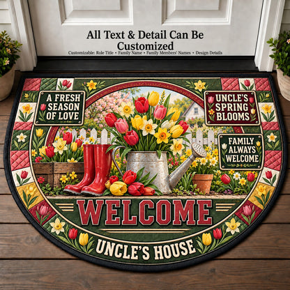 Uncle's Spring Blooms Personalized Half Round Mat | 5To9Vibe