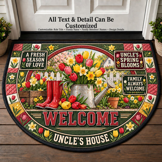 Uncle's Spring Blooms Personalized Half Round Mat | 5To9Vibe