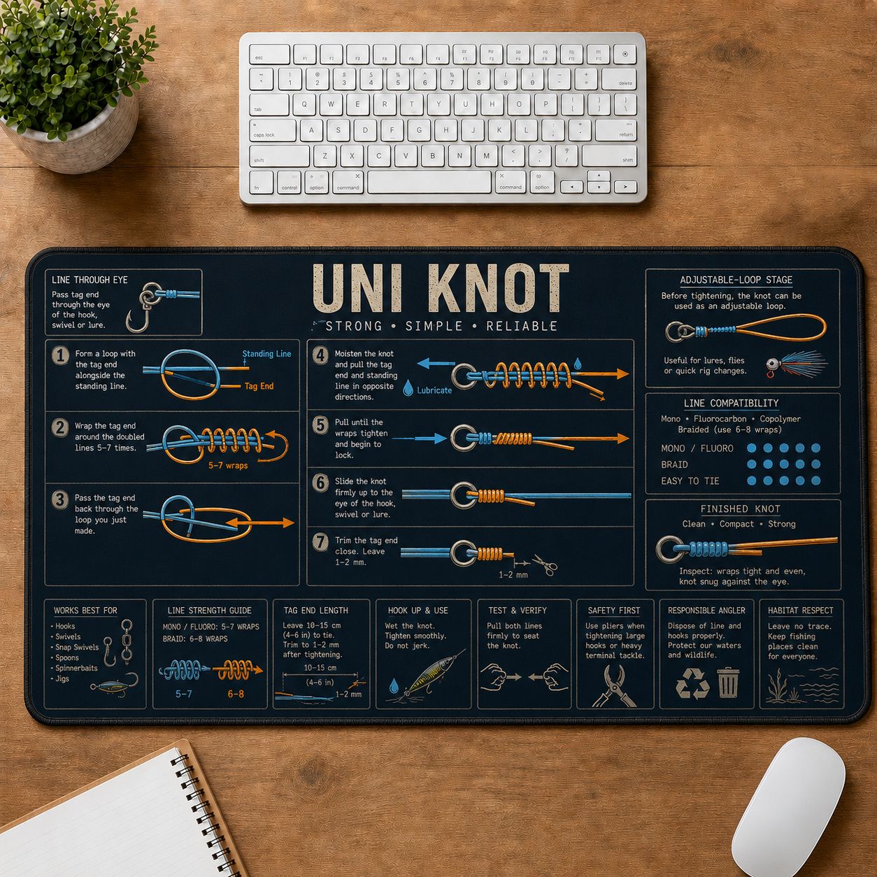 Uni Knot Fishing Field Guide Desk Mat | 5To9Vibe