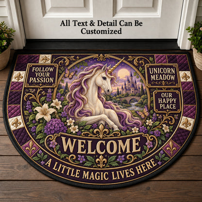 Unicorn Meadow Personalized Half Round Mat | 5To9Vibe