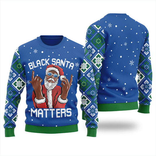 Unique Black Santa Matters Men's Ugly Christmas Sweater