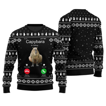 Unique Calling Capybara Ugly Sweater